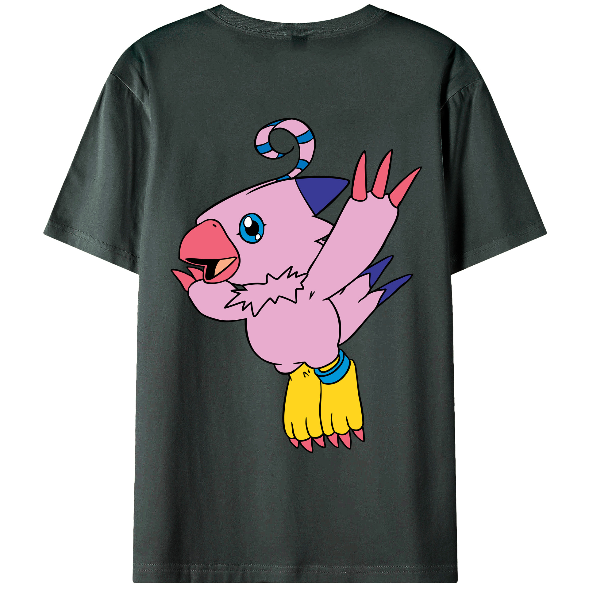 （画像用） Digimon デジタルモンスター/デジモン 綿100％ メンズ半袖Tシャツ（バックプリント） 通気性